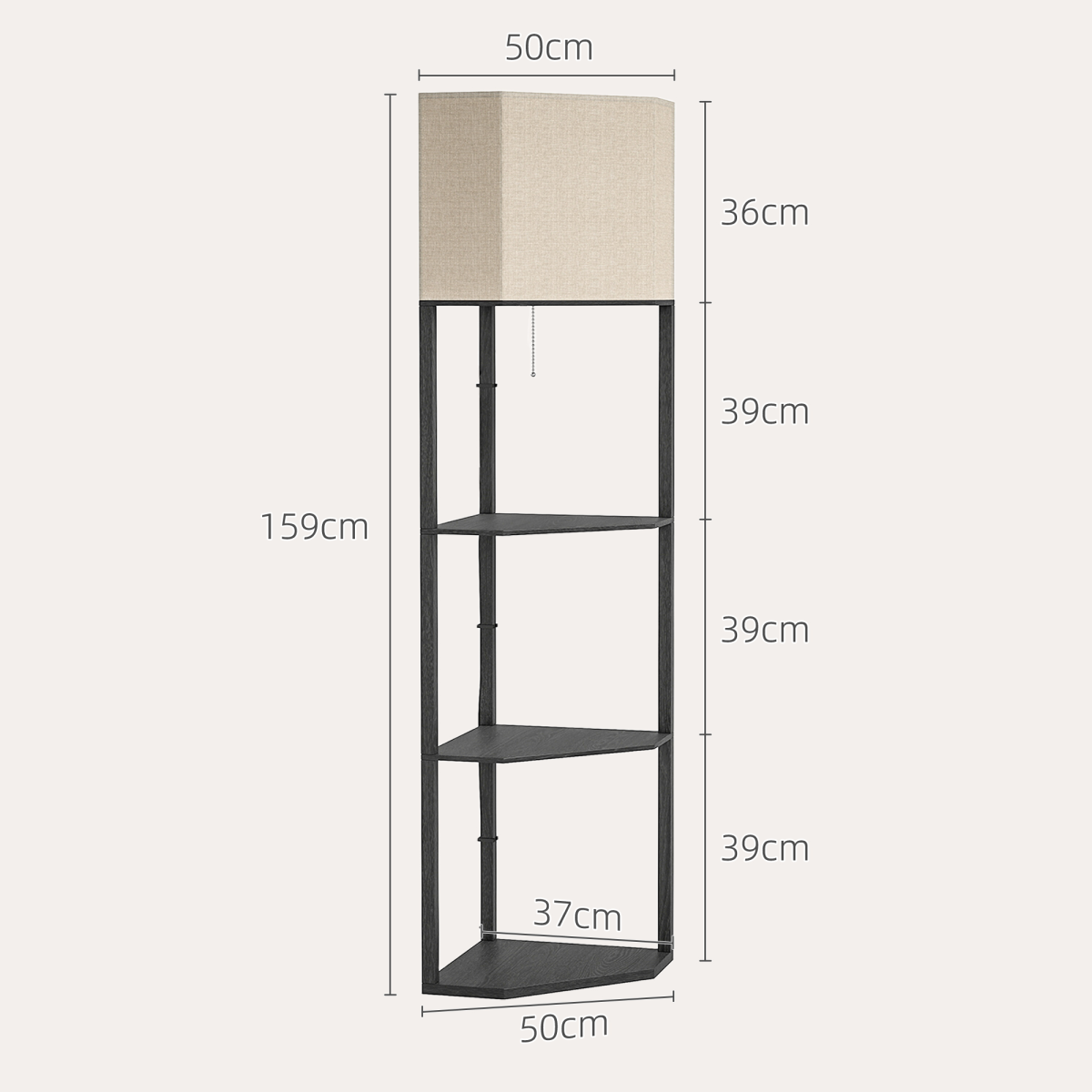 Corner Floor Lamp with Shelves, Modern Standing Lamps for Living Room Bedroom