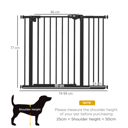 PawHut Adjustable Safety Gate w/ 1 Extensions and Four Adjustable Screws, Black