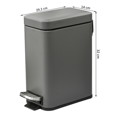 5L Steel Step Trash Can with Quiet-Closed Lid, Silent and Gentle Open,