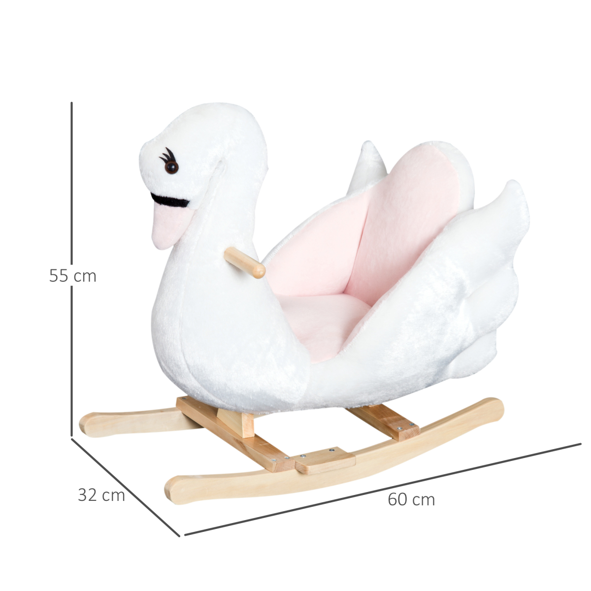 Kids Rocking Horse Ride On Swan Toy w/ Music Safety Seat for Toddler HOMCOM