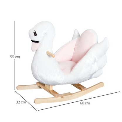 Kids Rocking Horse Ride On Swan Toy w/ Music Safety Seat for Toddler HOMCOM