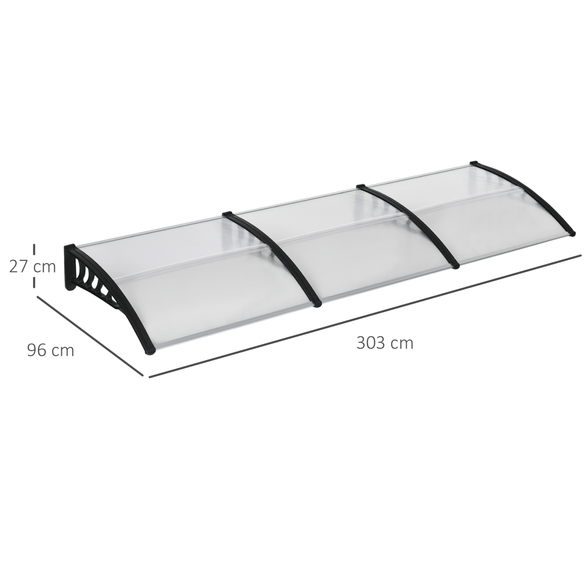 Front Door Canopy, Outdoor Awning, 300 x 100cm Rain Shelter Clear 300x100