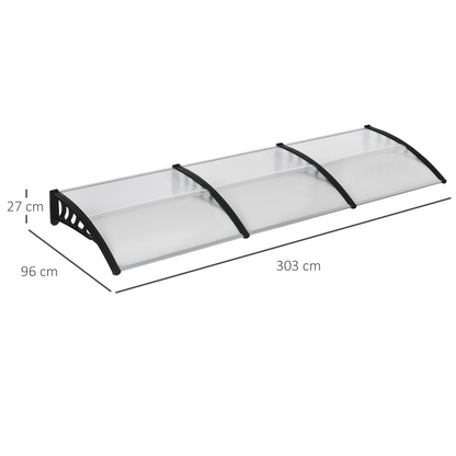 Front Door Canopy, Outdoor Awning, 300 x 100cm Rain Shelter Clear 300x100