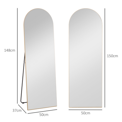 HOMCOM Floor Mirror Wall Mount Leaning Standing Mirror 50 x 150cm Gold Tone