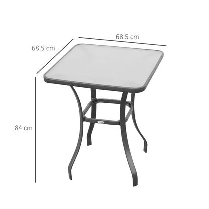 Square Glass Bistro Table Bar Dining Kitchen Breakfast Party Table 68.5x84 cm