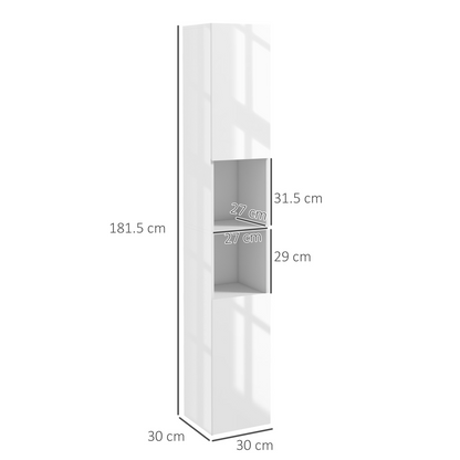 kleankin High Gloss Bathroom Floor Cabinet Storage Cupboard with Doors