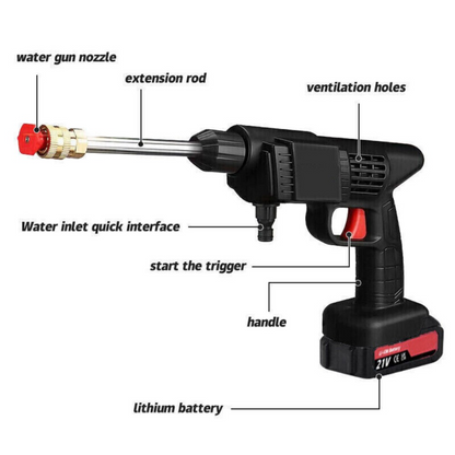 2 Battery Portable Cordless Car High Pressure Washer Jet Water Wash Cleaner Gun (Without a bucket)