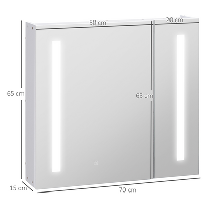kleankin LED Illuminated Mirror Cabinet  Lights, Touch Switch, for Bathroom