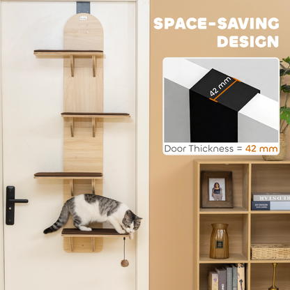 PawHut 4-Level Cat Tree Door Mounted with Washable Plush Pads, Toy Ball