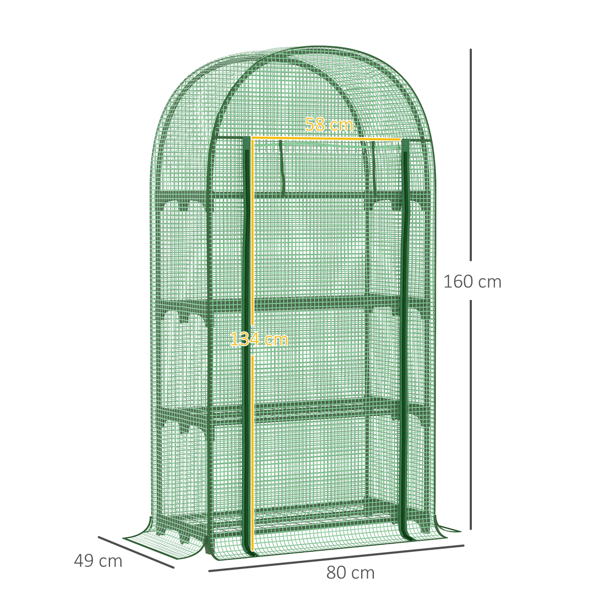 80x49x160cm Mini Greenhouse with Storage Shelf, Roll-Up ZipDoorPE Cover, Green
