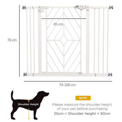 Pressure Fit Safety Gate w/ Auto Closing Door, Double Locking, 74-100cm Openings