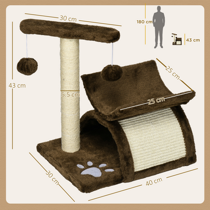 Cat Tree Plush Scratcher Kitty Activity Play Center Top Bar Tunnel Dangling Ball