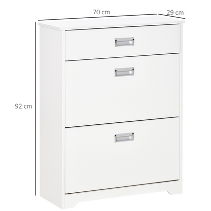 Tipping Shoe Cabinet Hall Organizer  Flip Drawers for Entry 16 Pairs