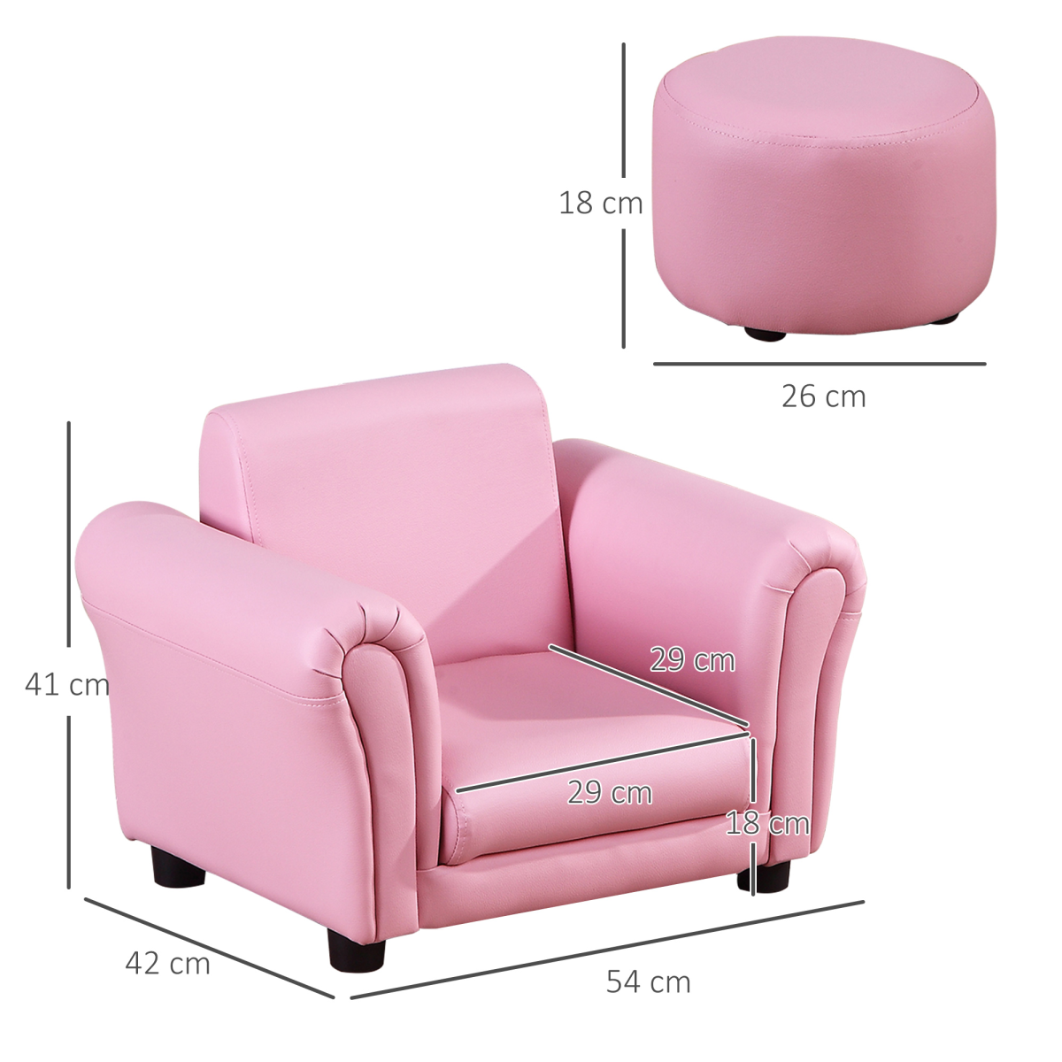 Kids Sofa Children Chair Seat Armchair W/Footstool Playroom Bedroom Pink