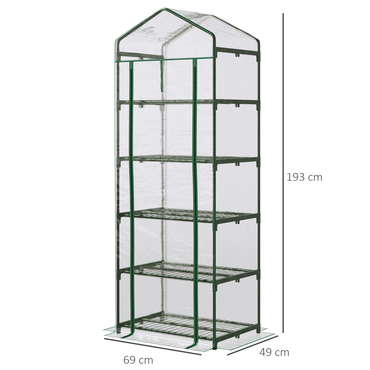5 Tier Greenhouse OutdoorPortable Shed Metal Frame Transparent 69x49x193cm