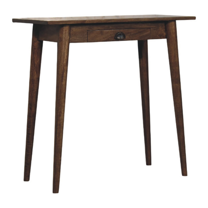 Artisan Furniture Solid Wood Nordic Writing Desk in Classic Grey, 1 Drawer, Brown