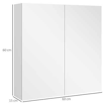 kleankin Wall Mounted Bathroom Storage Cupboard W/ Mirror and Shelf, White