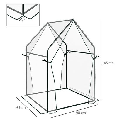 Outsunny Tomato Greenhouse with 2 Zipped Doors, Outdoor Green House, Clear
