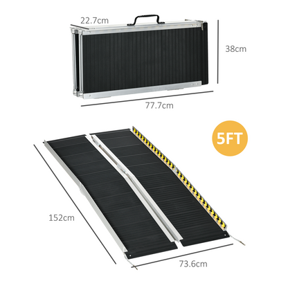 HOMCOM Folding Aluminium Wheelchair Ramp 152x73cm 272KG Capacity for Home