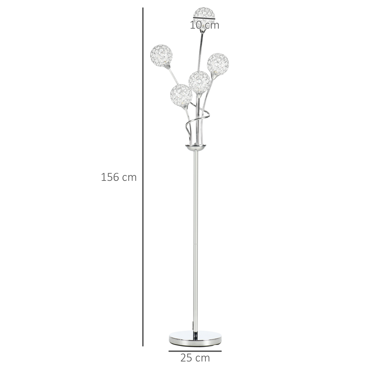 K9 Crystal Floor Lamp for Living Room, 5 Light Upright Standing Lamp, Silver