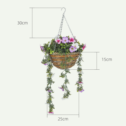 HOMCOM Set of 2 Artificial Plants, Azalea Flowers in Basket