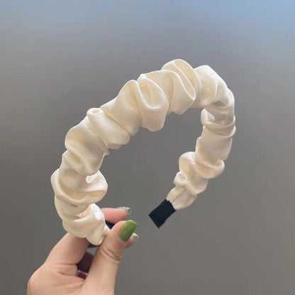 Black Large Intestine High-grade Satin Pleated Headband