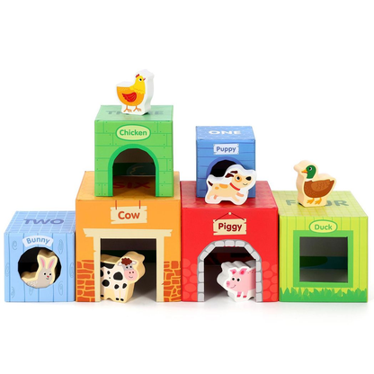 SOKA Stacking Cubes-6 Friends in Farm 0000269