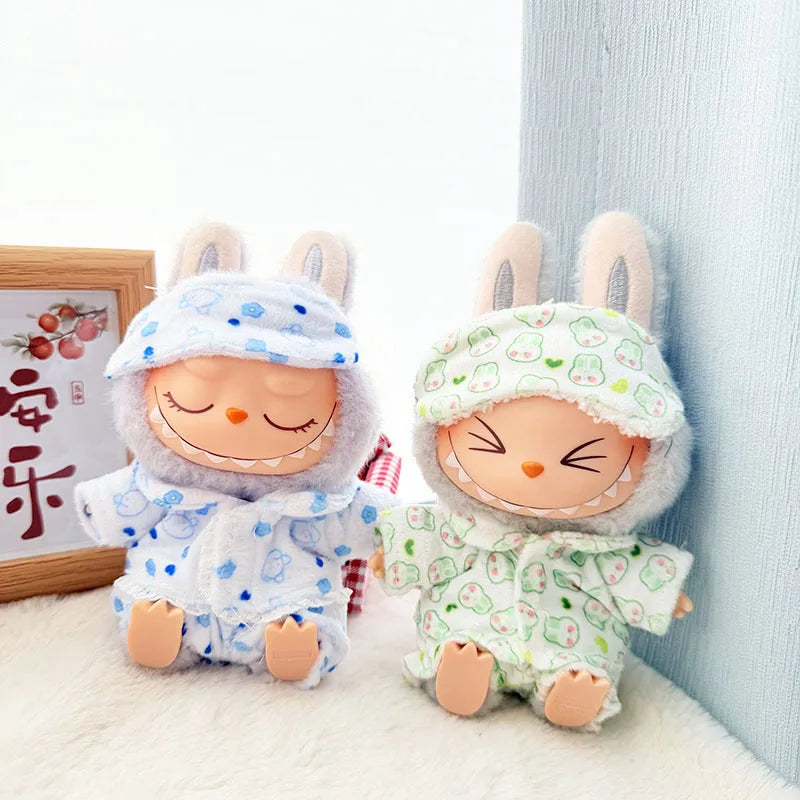 17cm Labubu I II Idol Dolls Clothes Eye Mask Pajamas Three Piece Set Accessories Korea Kpop Exo Clothing Plush Doll'S Clothes