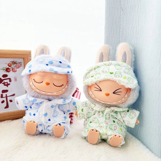 17cm Labubu I II Idol Dolls Clothes Eye Mask Pajamas Three Piece Set Accessories Korea Kpop Exo Clothing Plush Doll'S Clothes