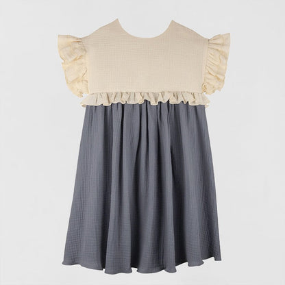 New Summer Girls Patchwork Ruffled Short Sleeve Dress
