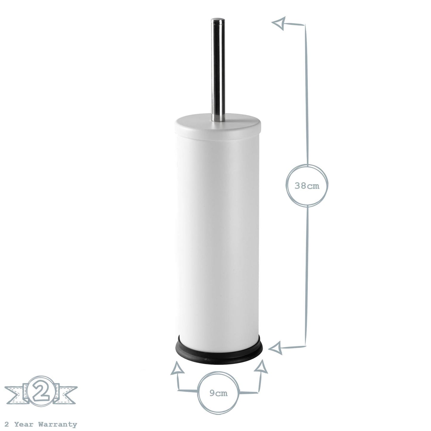 Matt Black Round Stainless Steel Toilet Brush & Holder