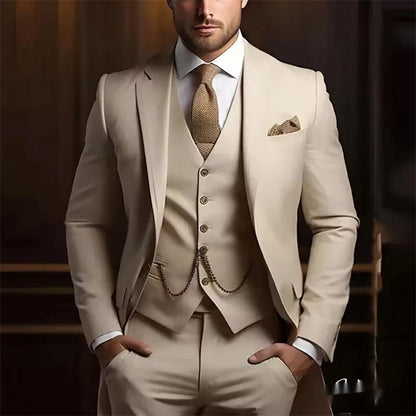 Men's Slim Fit Three-Piece Suit - Jacket, Vest & Trousers Set