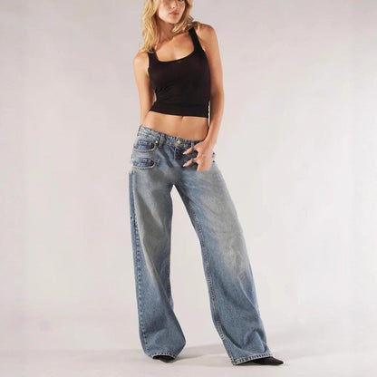 Loose Straight Wide Leg Mop Trousers