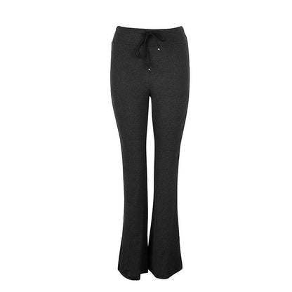 Women's Solid Color Spring High Waist Drawstring Straight Loose Casual Pants