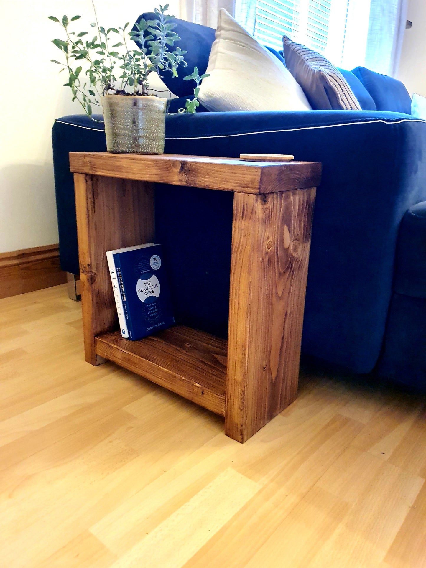 Solid Wood Rustic Coffee Table with Timber Legs
