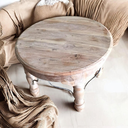 AcaciaHome Durable and Elegant Wooden Round Table - Classic Design, Sturdy Construction, Perfect for Dining, Living Room, or Kitchen Spaces - Adds Warmth and Style to Any Home Décor (Light brown)
