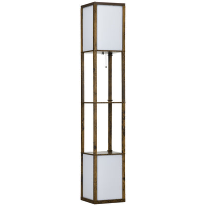HOMCOM Modern Shelf Floor Lamp with Dual Ambient Light, Standing Lamp Living Room, Bedroom, 156cm, Brown