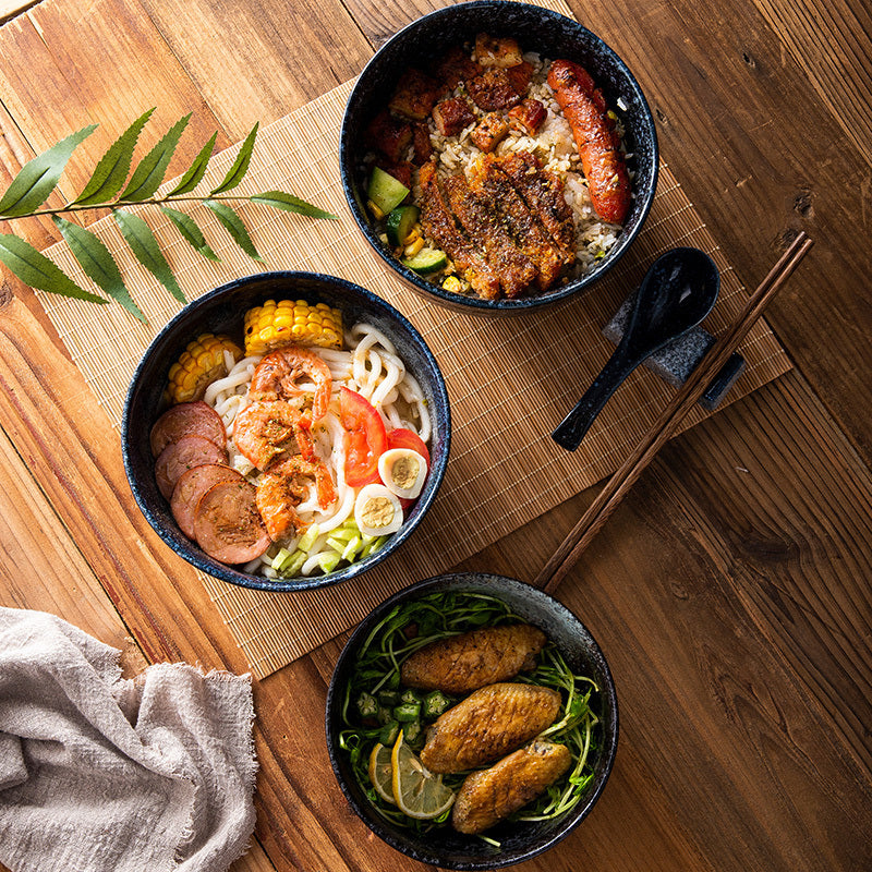 Japanese Style Ramen Bowl Ceramic Noodle Instant Noodle Chopsticks Spoon Set