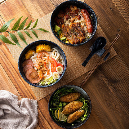 Japanese Style Ramen Bowl Ceramic Noodle Instant Noodle Chopsticks Spoon Set