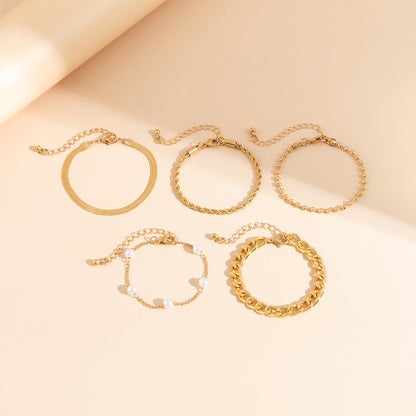 Retro Pearl Chain Beaded Bracelet