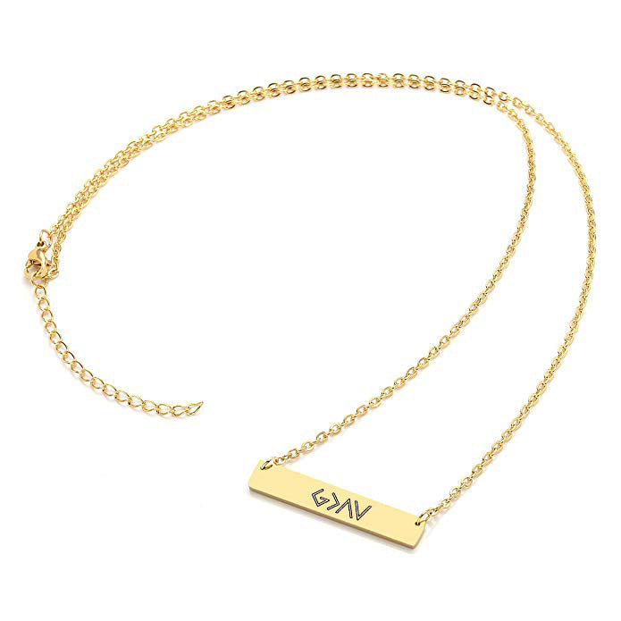 European And American Fashion One Word Horizontal Bar Pendant Necklace