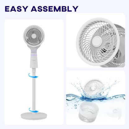 HOMCOM Pedestal Air Circulation Fan with Oscillating, Light Off, White