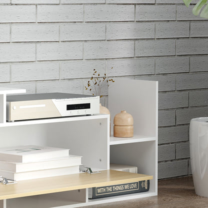 HOMCOM TV Cabinet with Wall Shelf for Wall-Mounted 65" TVs or Standing 40" TVs - White and Natural