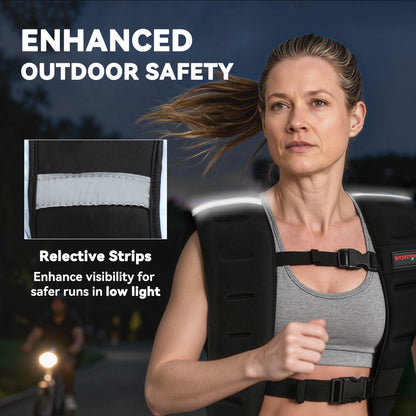 SPORTNOW Weighted Vest, 8 kg Weight Vest with Adjustable Straps, Reflective Strips, Black