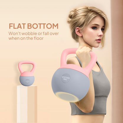 SPORTNOW 8KG Soft Kettlebell, Kettlebell with Non-Slip Handle for Home Gym, Weight Lifting, Strength Training, Pink/Grey