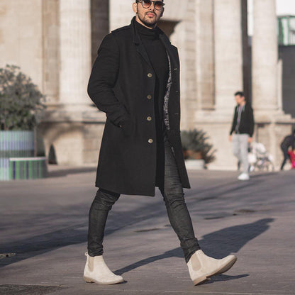 Mid-length casual coat Korean style loose windbreaker jacket men