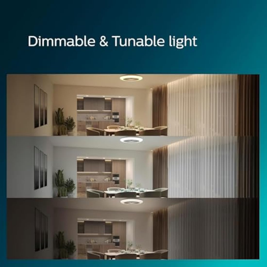 Philips LED Round Flat Fan Light 25W+60W with Remote Control [25W+60W - White] for Indoor Home Lighting, Living Room, Study, Office, Bedroom