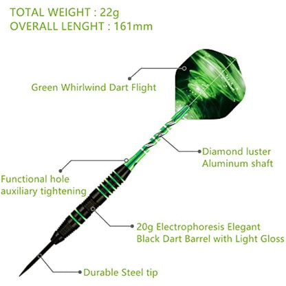 Steel Tip Darts Set,3 Pack Professional Dart with Aluminum Shafts and Darts Case