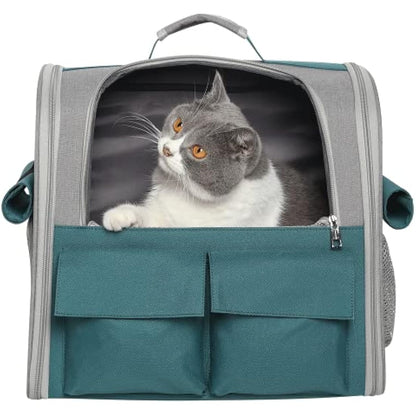 Pet Carrie Large Portable Backpack for Cat Puppy Dog up to 10kg - Capsule Breathable Travel Rucksack with Ventilated Mesh 3 Side Entry Top-Opening Foldable, Airline Approved for Outdoor Daily Use
