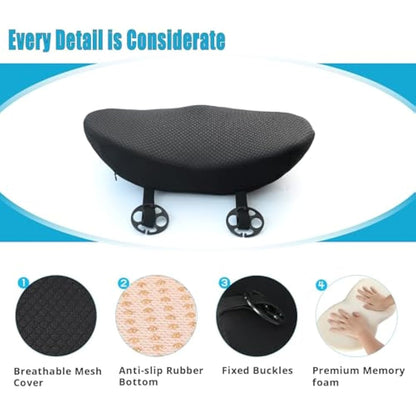 OLYDON Car Seat Cushion for Driving - Comfort Memory Foam for Car Driver Seat- Back Support & Pain Relief - Car Travel Accessories for Long Trips (Black)
